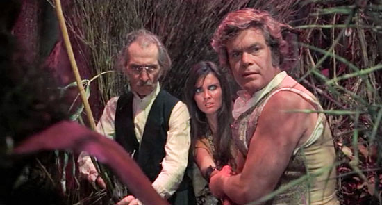 Peter Cushing, Caroline Munro and Doug McClure in "At the Earth's Core"