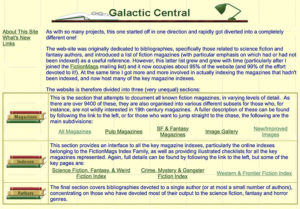 A screenshot of the Galactic Central home page.