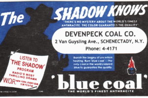 Ink blotter advertising Blue Coal and "The Shadow."