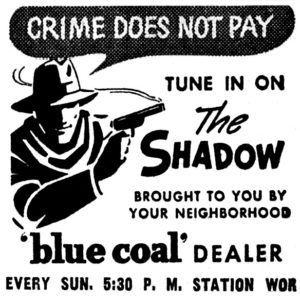 Newspaper ad for "The Shadow" radio show