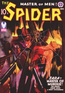 The Spider must overcome insurmountable odds, as shown on the magazine cover.