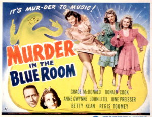 Lobby card for 'Murder in the Blue Room'