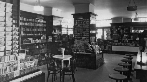 "Argosy All–Story Weekly," "The Blue Book" and the May 20, 1922, number of "The Popular Magazine" are among the magazines on display at left in this photo of a drugstore.