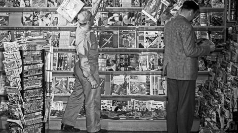 Here's another view of the same Southington, Conn., newsstand from late May 1942 displaying a wide variety of pulp magazines.