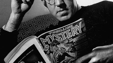 He wrote for the slicks, but author S.J. Perelman reads the Summer 1944 number of "Thrilling Mystery" in this photo.