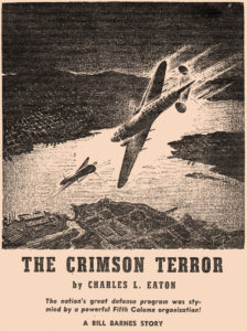 "The Crimson Terror," a Bill Barnes story in "Doc Savage Magazine" (October 1940), with artwork by Frank Tinsley