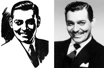 Clark Savage Jr. (left), as he appeared in “The Land of Terror”; Clark Gable, as he appeared in a contemporaneous publicity photo