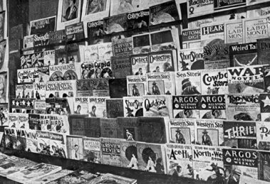 A newsstand in Hamilton, Ontario, sellings pulps from May 1928
