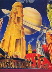 “Golden City of Titan,” by Frank R. Paul, from the back cover of Amazing Stories (November 1941).