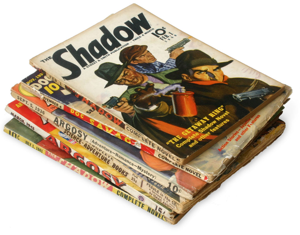 Stack of pulp magazines