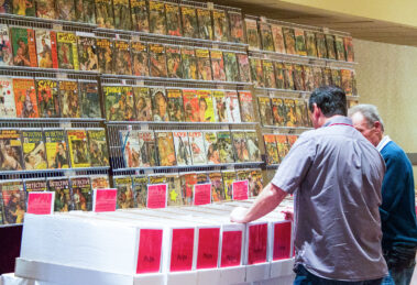 Collectors browse pulp magazines for sale at PulpFest 2014