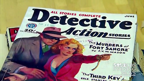 A "Detective Action" pulp on CBS Evening News