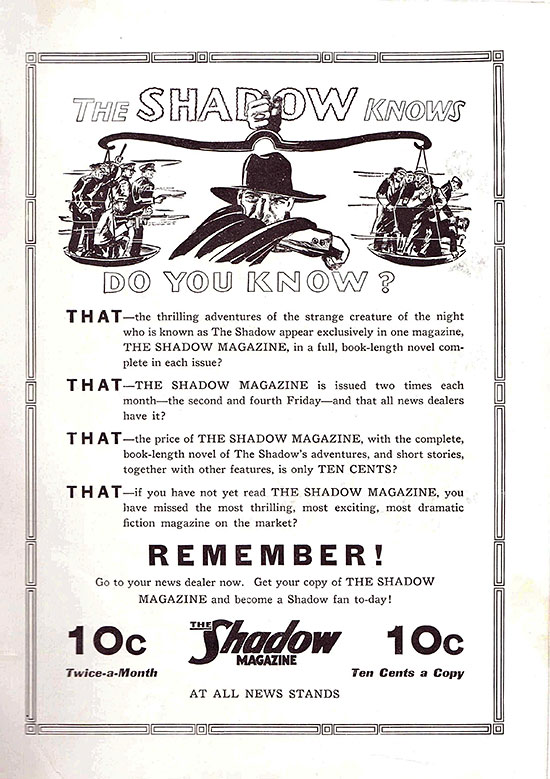 'The Shadow' ad from 'Picture Play' (May 1933)