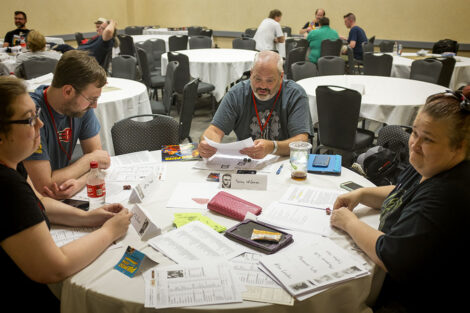 Gamers play pulp-related RPGs during PulpFest's gaming track.