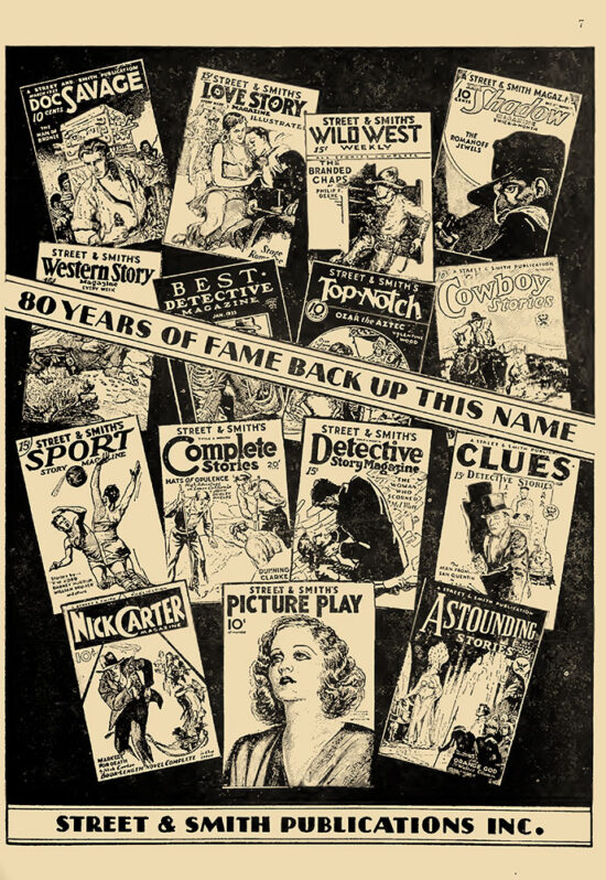 An ad promoting the 80th anniversary of Street & Smith Publications Inc.